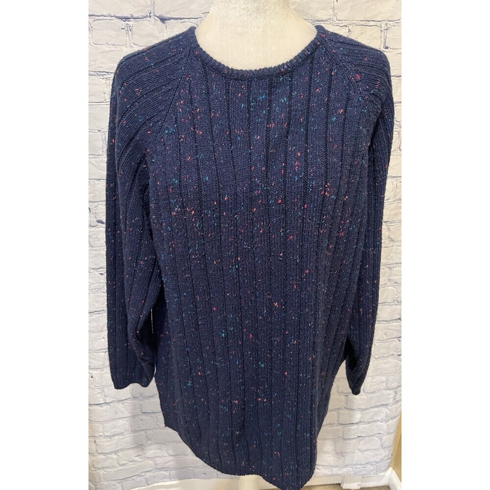 Vintage Women’s Stefano International Blue Speckled Acrylic Sweater Size Large